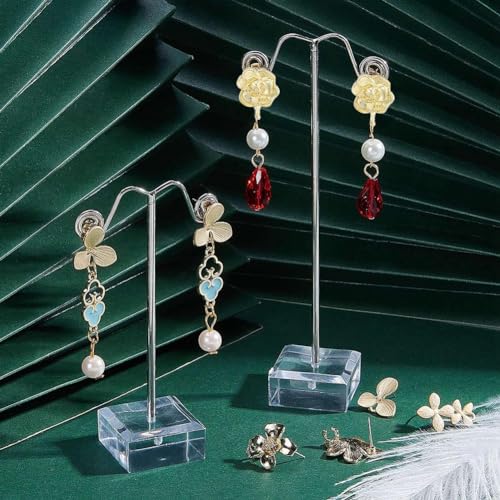 SUNNYCLUE 1 Box DIY 16 Pairs Flower Leaf Stud Earring Findings Stainless Steel Earrings Findings Thin Flower Ear Post with Ear Nuts for DIY Earring Jewelry Making - color: 16 Pairs Leaf and Flower Stud Earring Findings