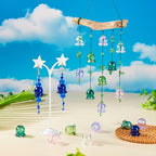 FASHEWELRY 12Pcs Glass Wind Bell Beads - 6 Colors Transparent Glass Fishing Jellyfish Trumpet Flower Beads Caps for Wind Chimes Craft Jewelry Making - color: 6 Colors Trumpet Wind Bell Beads