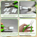 Jewelry Making Pliers Tools - Soft Jaw Flat Nose 5.55" Craft Pliers With 6 Pcs Nylon Replacement Heads Protects Wire When Bending & Straightening, for Ring Bracelet Beading Jewelry Repair