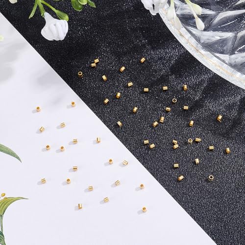 Beebeecraft 1 Box 300Pcs Crimp Beads for Jewelry Making 201 Stainless Steel Tube Crimp End Spacer Beads for DIY Earrings Bracelet Necklace - size: 1.5x1.5mm