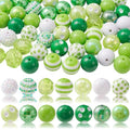 DanLingJewelry 50Pcs 20mm Green Round Bubblegum Beads Green St. Patrick's Day Beads Acrylic Round Ball Beads for Jewelry Making Bracelet - color: 50pcs - green