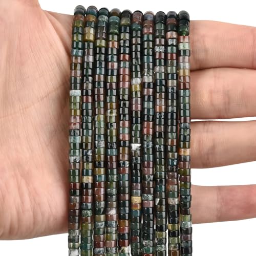 300pcs Natural Indian Agate Heishi Spacer Beads 2x4mm Genuine Real Disc Stone Beading DIY Charm Smooth Loose Gemstone Beads for Jewelry Making Bracelets Necklaces Earrings Crafts - color: Indian Agate