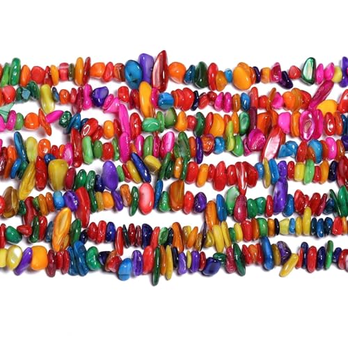 Chip Shells, 260pcs 5-8mm Irregular Beads with Holes, Deep Color Shell & Sapphire Chip Beads for Jewelry Making - color: Deep Multicolor