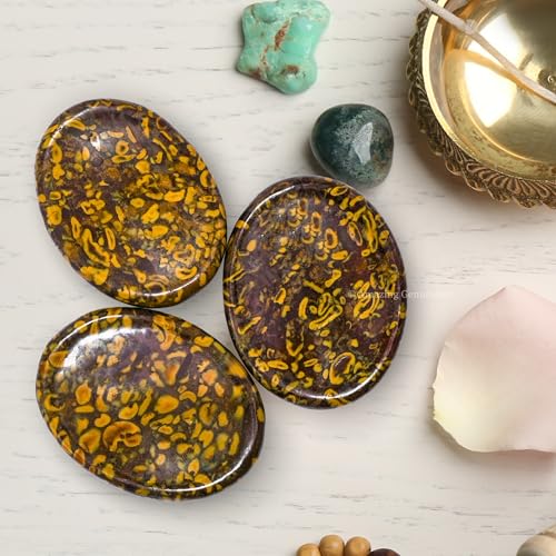 Amazing Gemstone Fruit Jasper Worry Stone Crystals and Healing Stones - Stress Relief Gifts - Piedra Crystal Fidget for Meditation, Relaxation - Unique Stocking Stuffers Birthday Gifts for Women, Men - color: Fruit Jasper