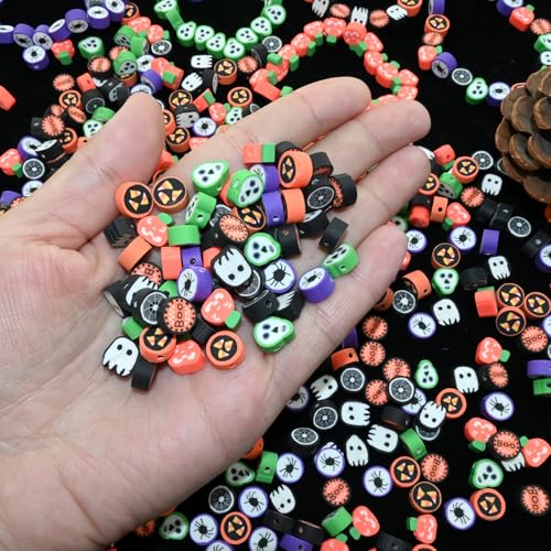Looconi 200pcs Halloween Clay Beads for Jewelry Making DIY Crafts Bracelet