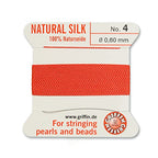 Griffin Silk Beading Cord & Needle Size 4 Coral Orange
