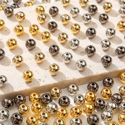 10mm Acrylic Beads 400pcs Golden&Silver&Grey Bead Round Bubble Beads for DIY Craft Jewelry Necklace Making (Golden&Silver&Grey) - color: golden&silver&grey