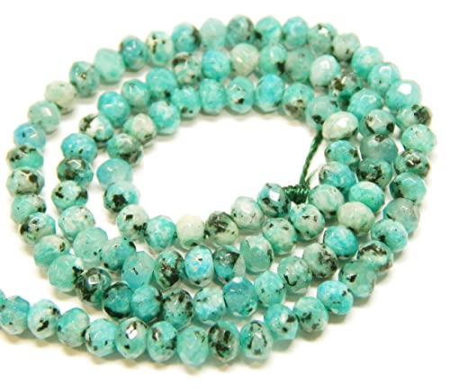 Perlin Agate & Jasper Gemstone Strand Beads 4 mm Rondelle 110 Pieces Jewellery Beads Semi-Precious Stone for Jewellery Necklace Bracelet Earrings (Turquoise Jasper) - color: turquoise jasper