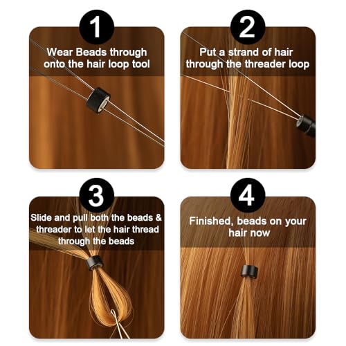 GlamorDove Hair Extension Pliers Kit Microlink Pliers for Extensions Hair Extension Beading Tool Hair Needle Pulling Hook Hair Styling Bead Closer and Remover Pliers, Brown - color: Brown