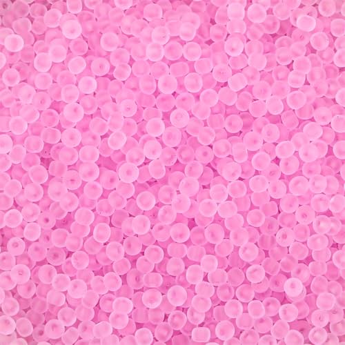 4mm Frosted Glass Seed Beads for Jewelry Making, 1000pcs Tiny Glass Bead Matte Pony Loose Spacer Beads for Beading, Friendship Bracelet, Pendants, Necklaces, DIY Crafting, Bright Pink - color: Bright Pink