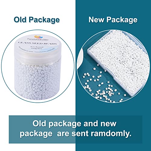 PH PandaHall White Seed Beads, 2000 Pcs 3mm 8/0 Glass Seed Beads Round Small Pony Bead Waist Beads Mini Spacer Beads for Earring Bracelet Necklace Anklet Jewelry DIY Craft Making - color: White-2000 Pcs