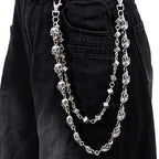 Layered Punk Pants Chain for Men Women, Gothic Hip Hop Jean Chain Wallet Chain Biker Trouser Chain, Goth Emo Fashion Keychain Accessories - color: 2L-Skulls Chain