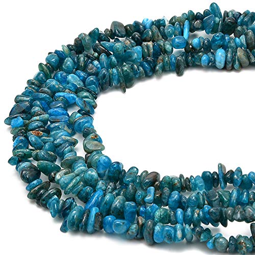 PLTbeads 5-8mm Natral Healing Gemstone Waist Bracelets Necklace Kit Irregular Stone DIY Crafts Design Jewelry Making 1 Strand per Bag Approxi 34 inch (Blue Apatite Chips) - color: Blue Apatite Chips