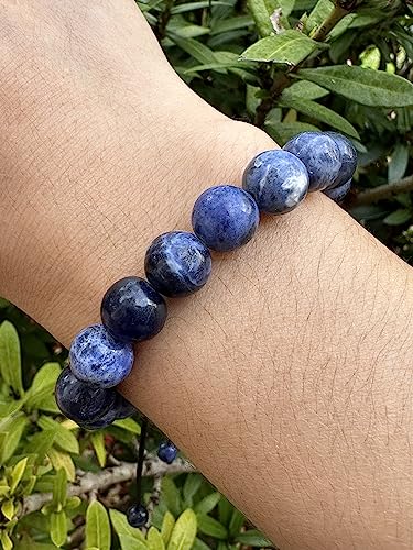 GAF TREASURES Grade A ++ Gemstone Round Bead Adjustable Bracelet 10mm, Genuine Crystal Bead Bracelet, Gift for Men & Women - color: Sodalite