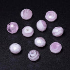 7.5×10mm 50pcs Pink White Faceted Lampwork Glass Beads for Jewelry Making, Flat Round Handmade Murano Beads for Bracelets, Crafts, Friendship Bracelet Kit, Rosary Making - color: Pink White