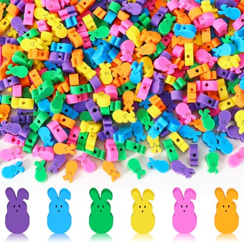 Easter Polymer Clay Beads, 300pcs Bunny Mixed Spacer Clay Beads for Spring Easter Jewelry Making DIY Bracelet Necklace Accessories Craft Party Supplies - color: Pink Blue Yellow Green Purple Orange