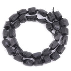 GEM-Inside 8x12mm Natural Black Tourmaline Quartz Gemstone Faceted Freeform Tube Column Chakra Beads for Jewelry Making Full 15" Strand Power Energy Healing - color: Black Tourmaline