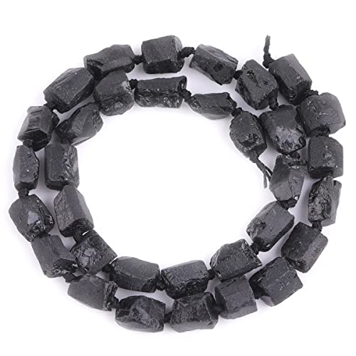 GEM-Inside 8x12mm Natural Black Tourmaline Quartz Gemstone Faceted Freeform Tube Column Chakra Beads for Jewelry Making Full 15" Strand Power Energy Healing - color: Black Tourmaline