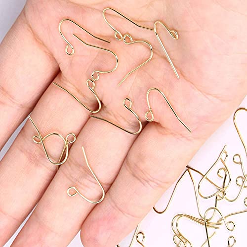 200 Pack Gold Earring Hooks Wires Supplies for Jewelry Making Earrings Findings for Jewelry Making Kit - color: Yellow Gold