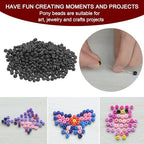 HARFINGTON 2000Pcs Small Glass Beads 6/0 4mm Loose Tiny Round Small Beads for Bracelet Earring Rings Jewelry Making, Black - color: Black