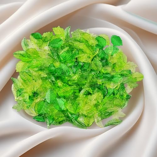 Green Leaf Beads for Jewelry Making 450pcs Assorted Bulk Transparent Acrylic Leaf Bead Charms Maple Leaves for Flower Caps Plants DIY Earring Pendant Jewelry Crafts