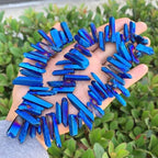 Adabele 15 Inch Natural Raw Healing Crystal Quartz Gemstone Loose Beads Small Drilled 15 Inch Sapphire Blue AB Titanium Coated Chakra Gem Stone Drop Stick GA4 - color: Sapphire Blue Ab, size: Small Size (15 Inch/1 Strand)