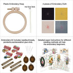 ZOCONE 4 Packs Embroidery Necklace Kits, Embroidery Pendant Kit Mini Cross Stitch Kit with Hoop, Necklace, Pendant, Stamped Pattern Cloth, Instructions, etc., Embroidery Kits for Adults - color: 4 Packs-C
