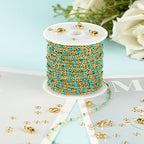 UMAOKANG 33ft/10m Turquoise Enamel Bead Chains for Jewelry Making Gold Plated Stainless Steel Jewelry Chain Roll - color: Gold-Turquoise Enamel