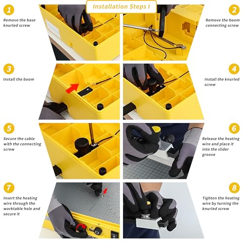 Hot Wire Foam Cutter, Foam Cutting Worktable with Elevated Extension Rail, Hot Wire Cutting Tool for EVA, Sponge, KT board, Insulation panels, Polystyrene Foam Various Thermoplastic Materials - color: Yellow & Black
