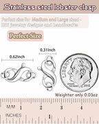 Double Opening Lobster Clasp 316 Stainless Steel Silver and Gold Pleted Necklace Bracelet Extender Clasps and Closures for DIY Jewelry - color: 3Gold & 3Silver, size: 16mm × 8mm