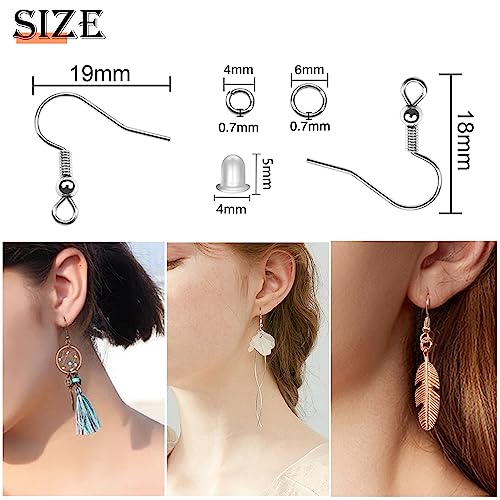 TOAOB 150pcs Hypoallergenic Earring Hooks Mixed Colors Ear Wire Hooks Earring Making Kit with 1000pcs Open Jump Rings 200pcs Earrings Backs for Jewelry Making Findings - color: Bronze/Antique red/Rose gold/Nickel/Black