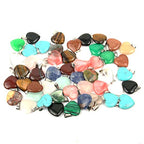 LE SKY 20 Pcs natural stone pendants heart shape healing stone charms for jewelry making - color: tiger eye