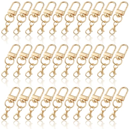 30 Pcs Gold Keychain Clips, Metal Swivel Snap Hooks, Sturdy Lobster Claw Clasps for Keychains, Jewelry Making, Purse Bag Charms, Lanyard Connectors and Craft Projects (Gold)