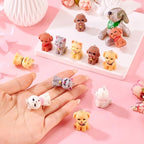 Beadthoven 12Pcs Mini Resin Dog Charms, 3D Cute Dog Pendants Cute Cartoon Puppy Pet Animal Resin Dangle Beads with Metal Loop for DIY Earrings Keychain Necklace Jewelry Making Bag Charms Accessory - color: Dog-6 Styles