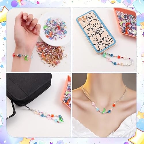 Mixed Star Moon Crystal Glass Beads Seedbeads Loose Round Pearl Beads for Jewelry Making Craft Bracelets Necklaces Earrings DIY Crafts Projects Purple Glass Spacer Bead Kits for Crafts - color: Purple