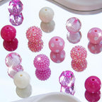 48 Pcs 20mm Beads for Pens Rhinestone Bubblegum Beads Mixed Crystal Acrylic Round Chunky Bead Sparkly Craft Large Balls Bead for Pen Beadable Keychain Bracelet Necklace DIY Jewelry Making Supplies - color: Pink series