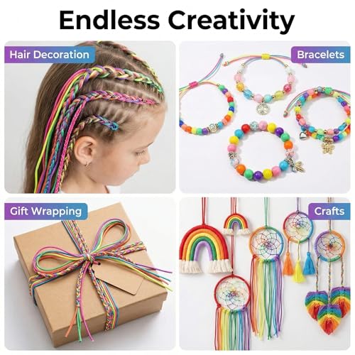 Jewelry Making String Set Elastic Cord Non‑Elastic Beading Thread with Needles and Scissors, Rainbow Stretchy String for Bracelets Beading DIY Crafts