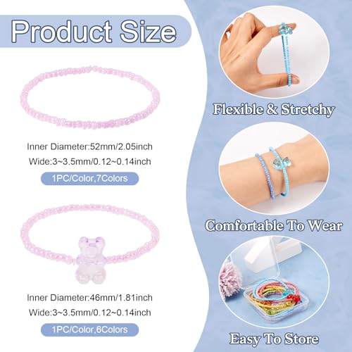 Elecrelive Glass Round Beaded Bracelet Set Clay Beaded Bracelets Stretch Bracelets - color: 7 Colors
