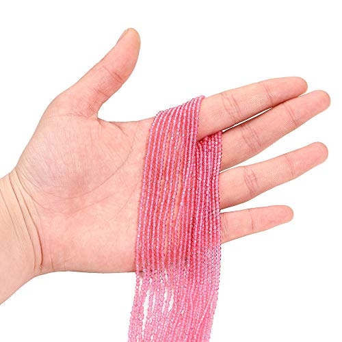2mm Quartz Crystal Round Glass Beads Loose Spacer Beads for DIY Bracelet Jewelry Making Supplies Accessories (Pink, Pack of 1) - color: Pink