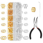 1440 Pcs Jump Rings for Jewelry Making Kits, Silver Gold Jewelry Jump RingsJewelry Repair Kit for Necklaces Lobster Clasps DIY Crafts Keychains Repair Supplies Tools, with Pliers/Tweezers/Ring - style: 1pcs - Silver & Gold