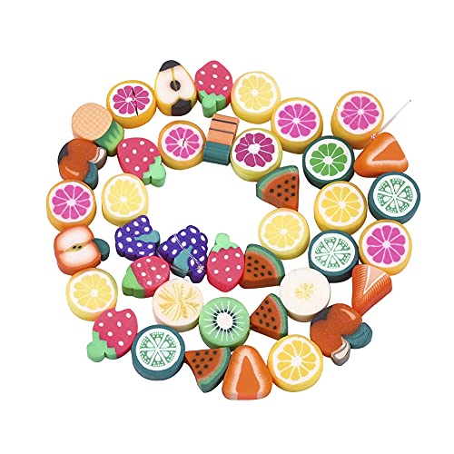 1Strand Handmade Polymer Clay Beads Mixed Fruit Shape Loose Beads Mixed Color Spacer Beads for DIY Jewelry Making Hole 1~1.2mm - color: 1 Strand # Mixed Fruit Shape