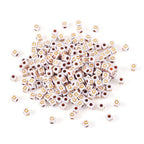 FASHEWELRY 500Pcs White Golden Letter Beads 4.5mm Square Alphabet Beads Acrylic Cube Letter Q Beads for Friendship Bracelet Necklace Keychains Jewelry Making - color: Letter Q
