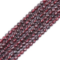 GEM-Inside Natural 4mm AAA Red Garnet Gemstone Faceted Round Stone Loose Beads Crystal Energy Power for Jewelry Making 15"