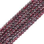 GEM-Inside Natural 4mm AAA Red Garnet Gemstone Faceted Round Stone Loose Beads Crystal Energy Power for Jewelry Making 15"