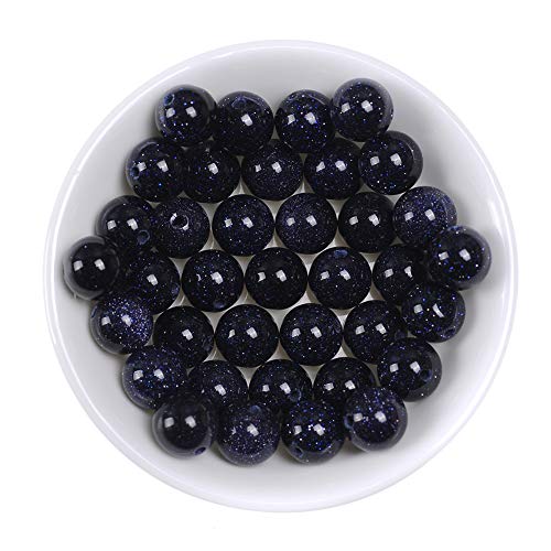 Natural Stone Beads 12mm Blue Sand Stone Round Loose Beads Crystal Energy Stone Healing Power for Jewelry Making DIY,1 Strand 15" - color: Blue Sand, size: 12MM