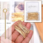 150pcs 40mm 14K Gold Filled Eye Pins DIY Crafts Beads Charms Earring Bracelet Jewelry Making Accessories Supplies - color: Gold Eye Pins, size: 40mm