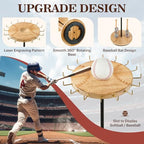 Pinzoveco Baseball Drip Necklace Organizer Holder,Rotating Baseball Display Stand with 14 Hooks, Championship Ring Display Holder, 360° Drip Necklace Championship Ring Holder Baseball Gifts,Brown - color: Brown