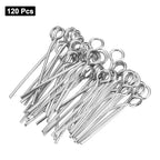 MECCANIXITY 120pcs Stainless Steel Eye Pins 0.6mm/24 Gauge 15mm Earring Flat Headpins for Jewelry Making Supplies Jewelry Findings, DIY Craft, Necklace, Silver