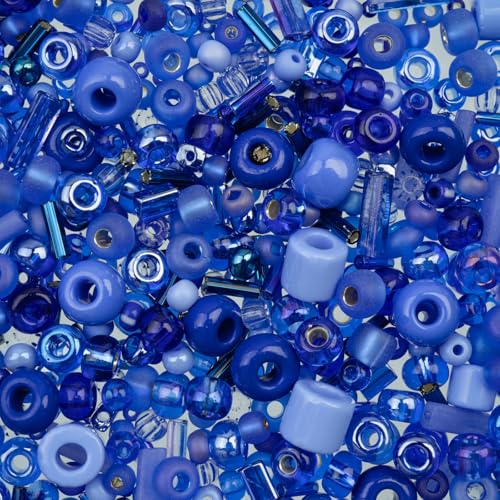 50g John Bead Bead Bar Assorted Blue Mix Czech Glass Seed Beads for DIY Crafts Jewelry Friendship Bracelet Necklace Earrings Phonecharm Making - color: Blue Assorted Mix
