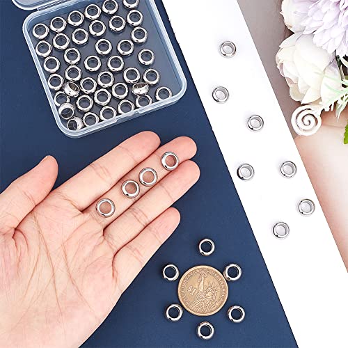 UNICRAFTALE 60pcs Rondelle Spacer Beads Stainless Steel Loose Beads 6mm Hole Spacer Beads Smooth Surface Beads Finding for DIY Bracelet Necklace Jewelry Making Craft - size: 10mm
